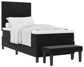 Boxspring Ágy Matrac és Pad Fekete 100x200 cm Velúr