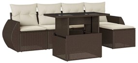vidaXL 6 részes barna polyrattan kerti ülőgarnitúra párnával