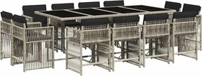 vidaXL 13 részes szürke polyrattan kerti étkezőgarnitúra párnákkal