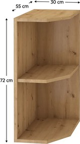 Alsó nyitott szekrény, artisan tölgy, MONRO 30 D ZAK BB