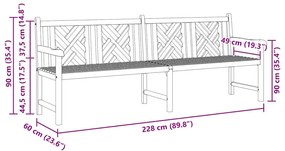 Kerti pad Barna 228 x 60 x 90 cm Tömör tíkfa