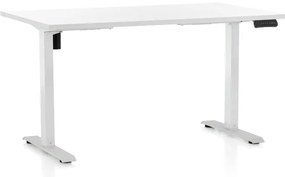 Állítható magasságú asztal OfficeTech B, 140 x 80 cm, fehér alap, fehér