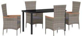 vidaXL Kert étkező szett párnával 5 pcs Szürke Porszórt acél