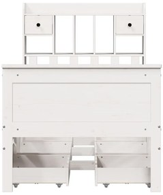 fehér tömör fenyőfa könyvespolcos ágy matrac nélkül 75 x 190 cm