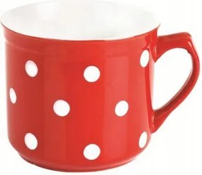 bögre 660ml pöttyös piros kerámia