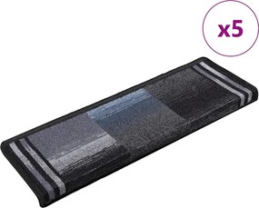 vidaXL 5 db fekete és szürke öntapadó lépcsőszőnyeg 65x21x4 cm