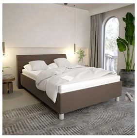 Kárpitozott ágy tárolóhellyel és matraccal DALMA 140x200 cm szürke/barna