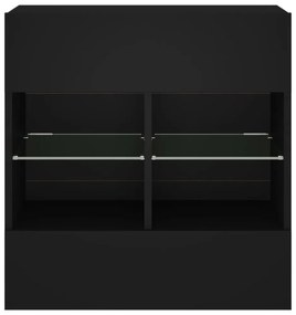 fekete falra szerelhető TV-szekrény LED-lámpákkal 58,5x30x60,5