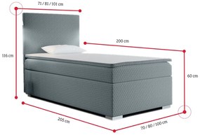 RENATA kárpitozott boxspring ágy + topper, 80x200, sawana pik honey 05, jobb