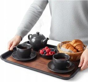 Konyhai Pincér Tálca Fekete Téglalap Alakú 41,5×30,5cm Tálaláshoz