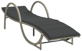 világosszürke polyrattan napozóágy párnával 60x199x42 cm