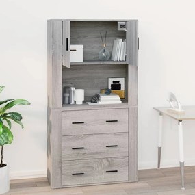 szürke sonoma színű szerelt fa faliszekrény 80x33x80 cm