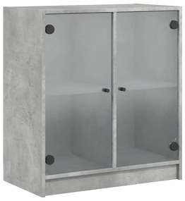 betonszürke kisszekrény üvegajtókkal 68 x 37 x 75,5 cm