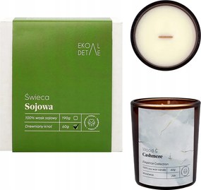 Szójagyertya üvegben Fa és Kasmír illat 60 g ökoRészletek Ajándék