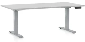 Állítható magasságú asztal OfficeTech D, 160 x 80 cm, szürke alap, világos szürke