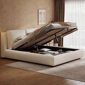 Kárpitozott ágy Franciaágy 180*200 cm Hidraulikus bézs bársony