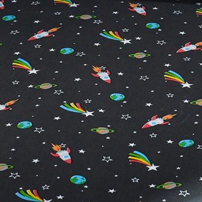 Fekete gumis gyerek lepedő babaágyhoz 70x140 cm Rainbow Rockets – Catherine Lansfield