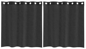 2 db fekete fátyolfüggönyök rojtokkal 140x140 cm