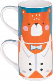 Porcelán Bögre Gyerekeknek Színes Bögre Szett 2 x 265 ml Maci