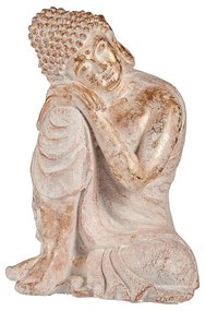 Dekoratív kerti figura Buddha szobor Fehér Arany 54 cm