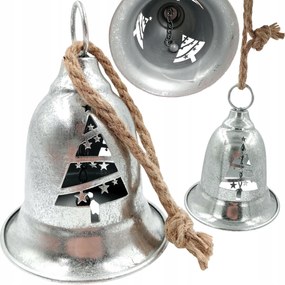 Fém Karácsonyi Dekorációs Csengő Karácsonyfával Ezüst 18 CM Magas