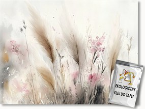 Fotótapéta Flizelina Természet Boho Rét Dekoratív Fű Virágok 104x70,5 ragasztó