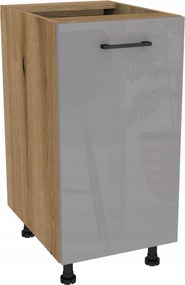 Konyhaszekrény alsó 40 Capri korpusz tölgy Evoke front szürke akril fényes