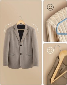 Fa vállfák, 50 darabos készlet