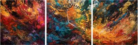 Kép - Színes absztrakció II. (órával) (90x30 cm)