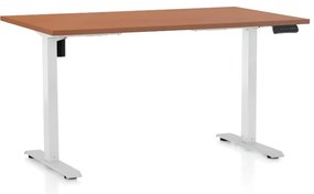 Állítható magasságú asztal OfficeTech B, 140 x 80 cm, fehér alap, cseresznye