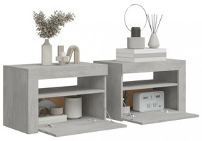 2 db betonszürke éjjeliszekrény LED-del 60 x 35 x 40 cm
