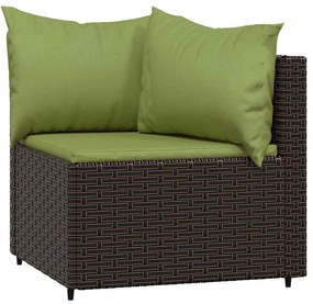 2 db barna polyrattan kerti sarokkanapé párnákkal