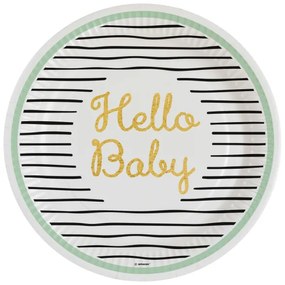 Hello Baby Gold papírtányér 8 db-os 23 cm