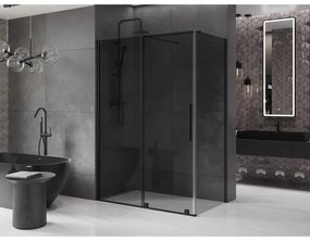 Mexen Velar, tolóajtós zuhanykabin 160 x 80 cm, 8mm szürke üveg, fekete matt, 871-160-080-41-70