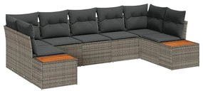 vidaXL Kerti Kanapé Szett párnával 7 pcs Szürke polirattan