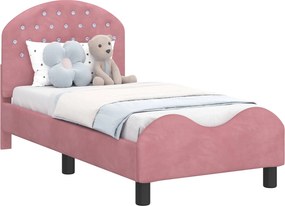 vidaXL Gyerekágy keret fejtámlával Rózsaszín 70 x 140 cm Bársony