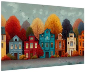 Kép - Festett őszi város (90x60 cm)