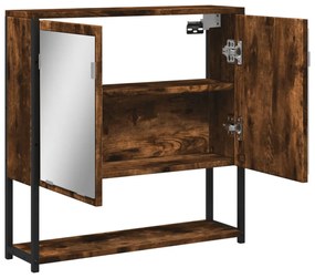 füstölt tölgy szerelt fa tükrös fürdőszobaszekrény 60x16x60 cm