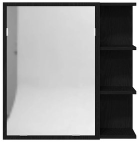 Fekete Tölgy Fürdőszobai Tükörszekrény 62,5x20,5x64cm Mérnöki Fa
