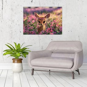 Üveg kép - Aranyos őzike (70x50 cm)