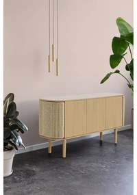 Fekete-barna alacsony komód tölgyfa dekorral 150x75 cm Treasures – UMAGE