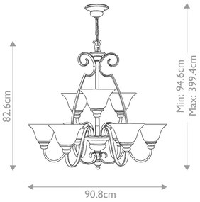 Hinkley HK-CELLO9 - Csillár láncon CELLO 9xE27/60W/230V