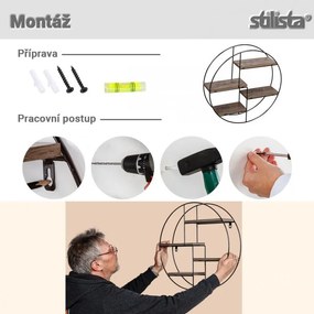 STILISTA Fali kör alakú polc 48 x 48 x 12 cm világos fa