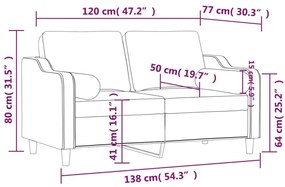 2 személyes világosszürke szövet kanapé díszpárnákkal 120 cm