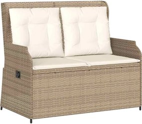 vidaXL bézs polyrattan dönthető kerti pad párnával
