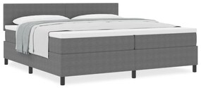 Boxspring ágy matraccal, világosszürke, 200x200 cm, kordbársony szövet