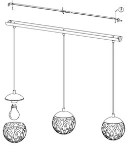 Eglo 99072 - Csillár zsinóron MIRTAZZA 3xE27/60W/230V