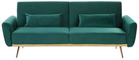 Háromszemélyes smaragdzöld bársony kanapéágy EINA Beliani