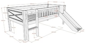 Fehér borovi fenyő galéria gyerekágy ágyráccsal 90x200 cm Scott – Vipack