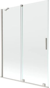 Mexen Velar, 2 szárnyas eltolható kádparaván 130 x 150 cm, 8mm átlátszó üveg, csiszolt acél, 896-130-000-01-97